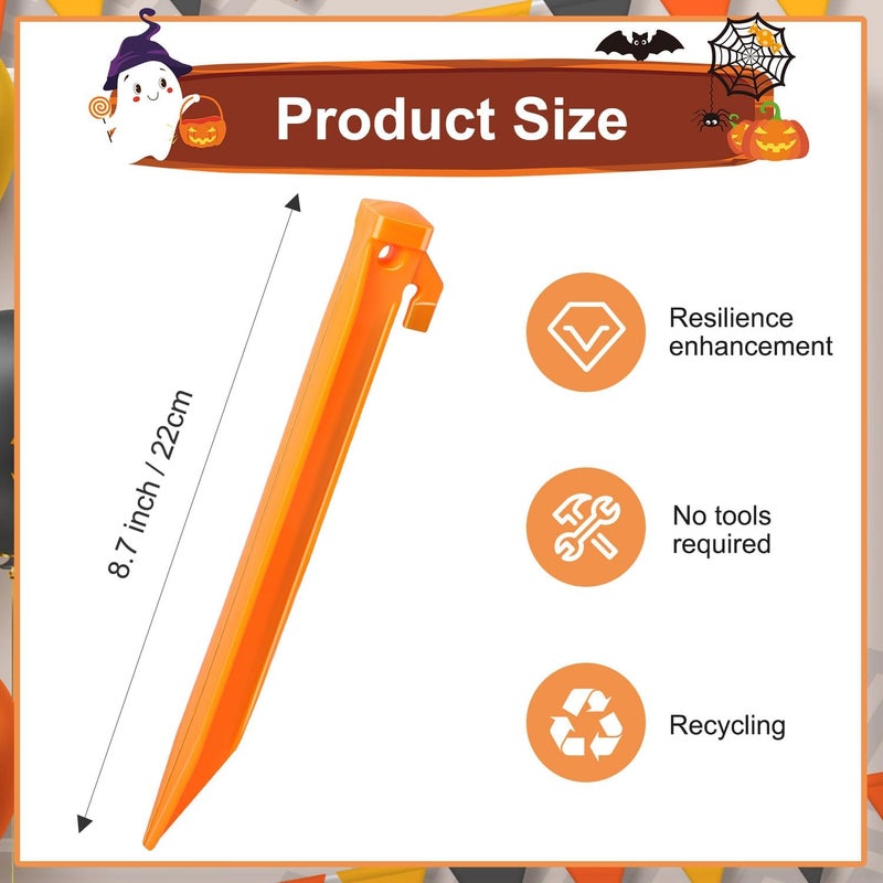 FCENDS Plastic Inflatable Stakes Set for Halloween Christmas Holiday Inflatables Garden Decorations, Include 12PCS Inflatable Stakes, 12Pcs of Hooks, and 65.5 FT Rope - Image 2